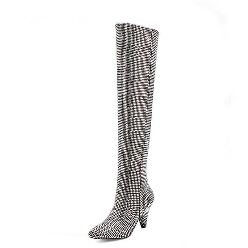 Women's Shining Pointed Toe High Boots