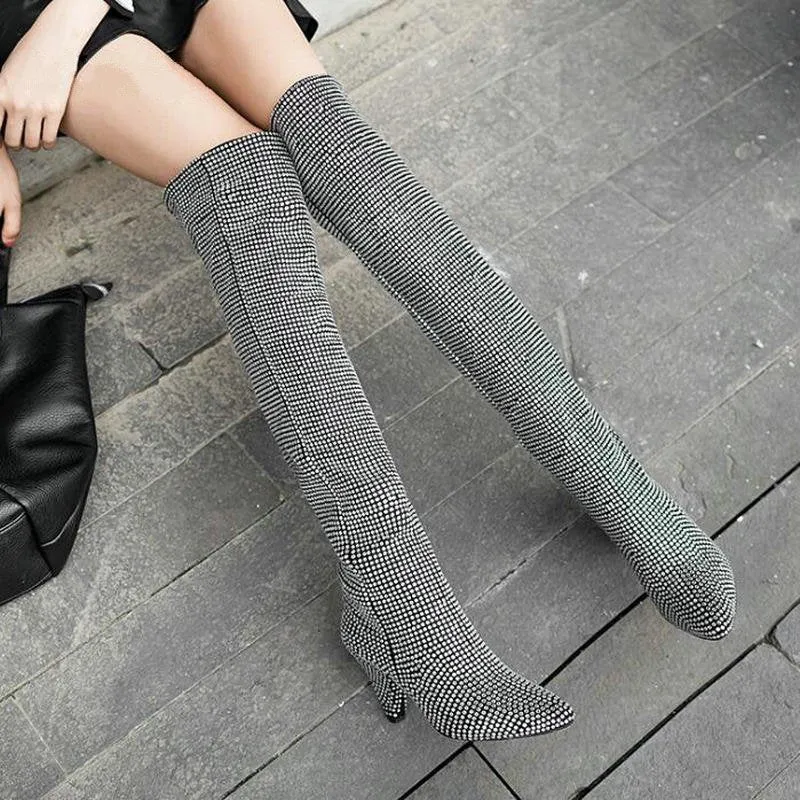 Women's Shining Pointed Toe High Boots