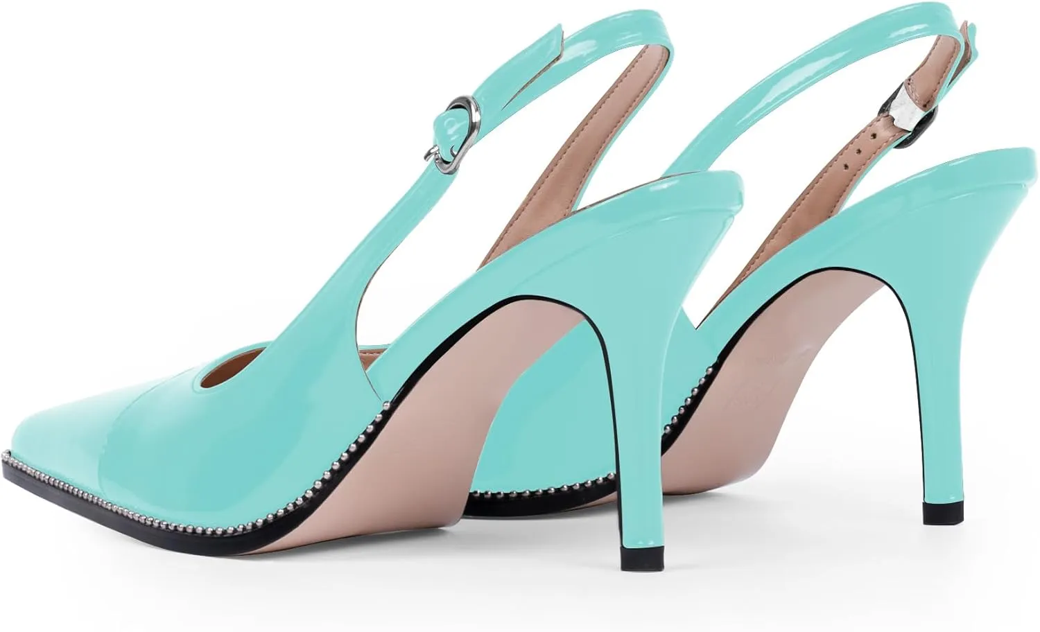 Women's Slingback Stiletto High Heels Pointed Toe Patent Leather Dress Pumps