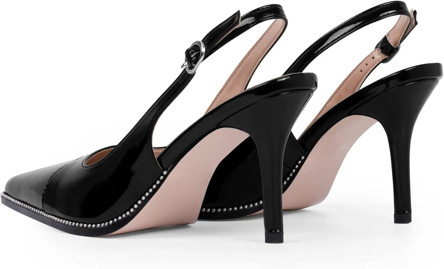 Women's Slingback Stiletto High Heels Pointed Toe Patent Leather Dress Pumps
