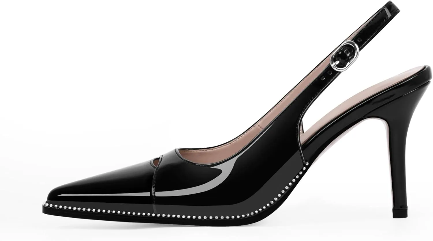 Women's Slingback Stiletto High Heels Pointed Toe Patent Leather Dress Pumps