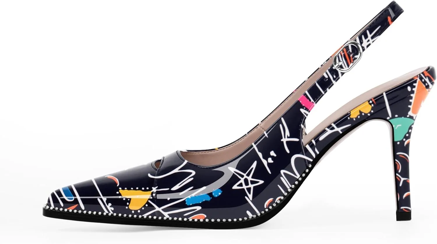 Women's Slingback Stiletto High Heels Pointed Toe Patent Leather Dress Pumps