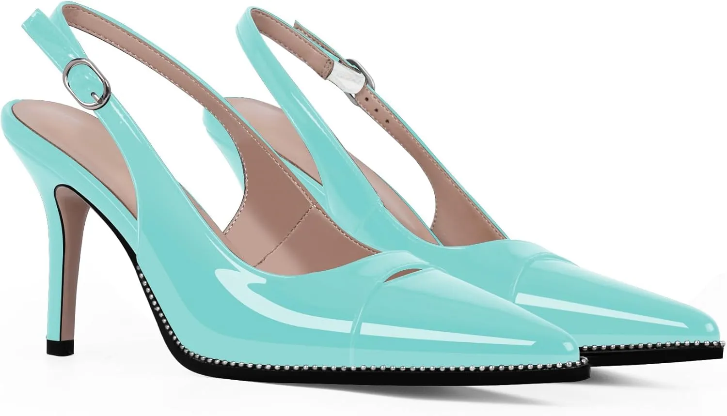 Women's Slingback Stiletto High Heels Pointed Toe Patent Leather Dress Pumps