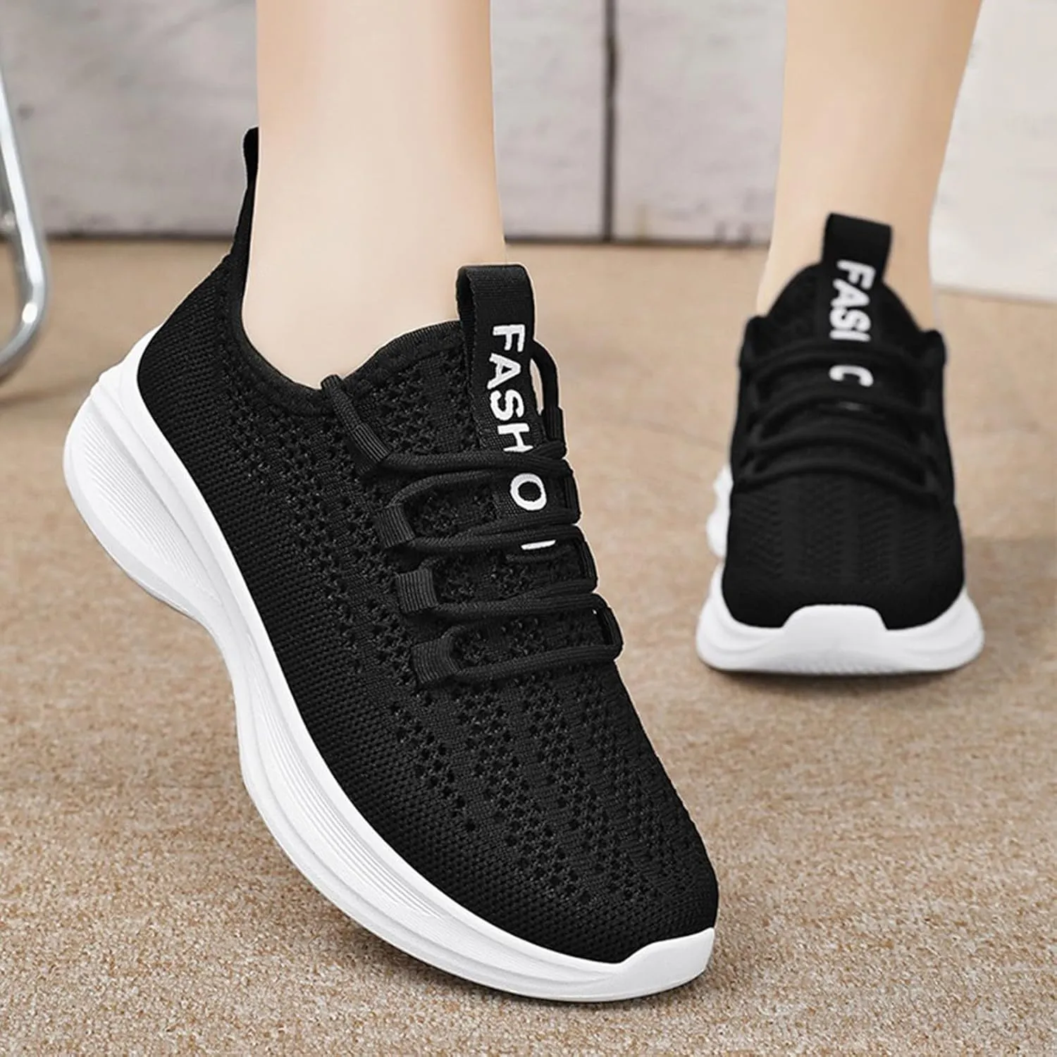 Womens Slip On Sneakers Comfortable Walking Shoes Women Walking Tennis Shoes Lace-Up Comfortable Casual Sneakers