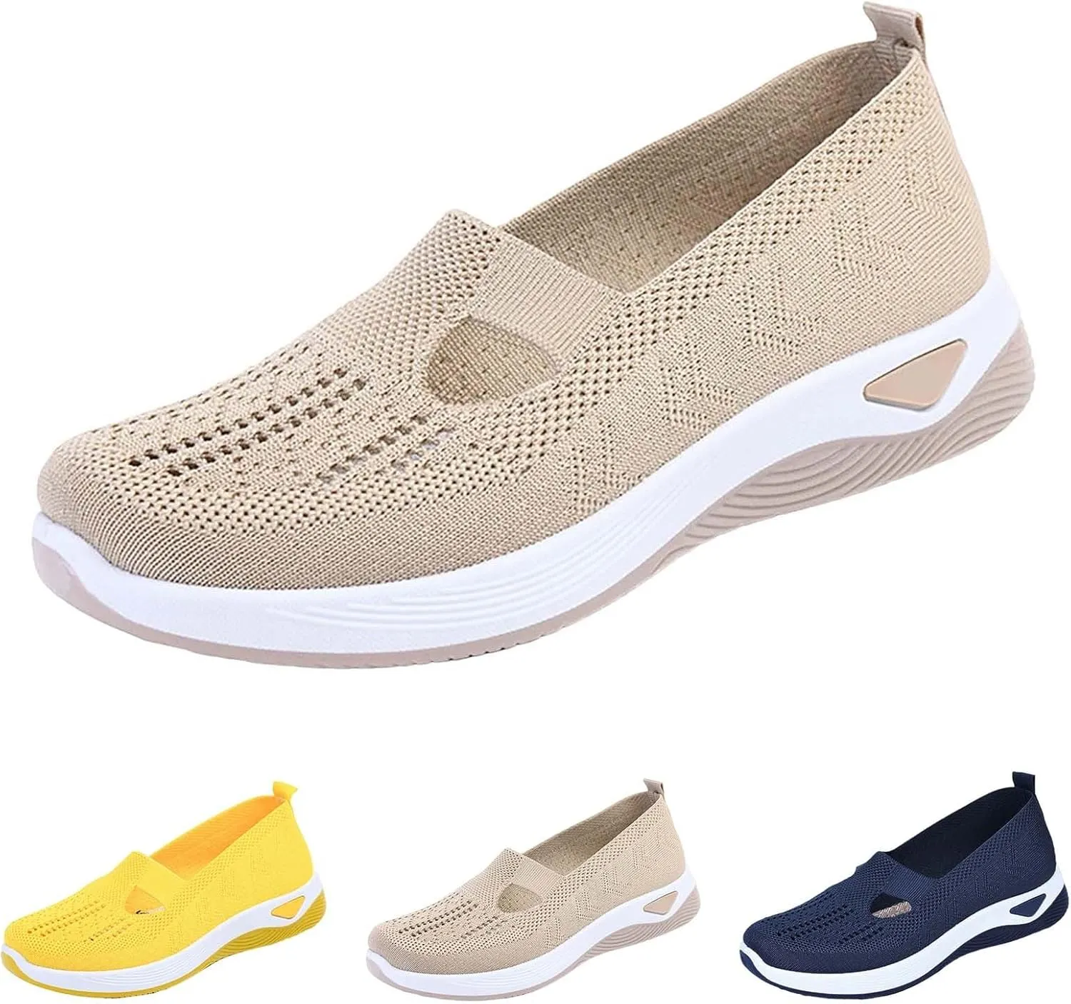 Women's Slip on Sneakers Shoes Woven Orthopedic Non Slip Work Shoes Women Arch Support Business Casual Shoes Dress Sneakers Waterproof Tennis Shoe Loafers Shoe