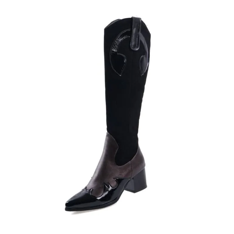Women’s Snake Pattern Pointed Tall Western Boots in Snakeskin Style