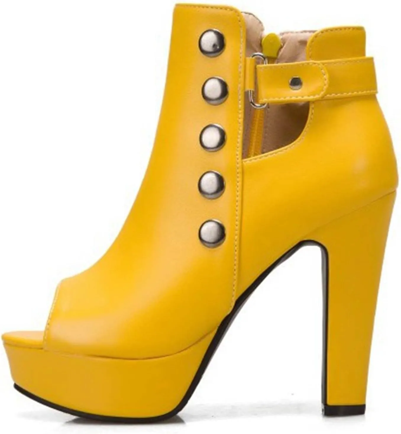 Women's Stiletto High Heels Peep-Toe Sandals Platform Summer Booties with Side Zip