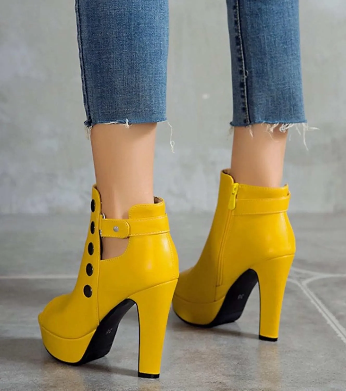 Women's Stiletto High Heels Peep-Toe Sandals Platform Summer Booties with Side Zip