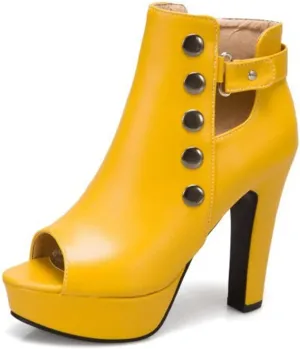 Women's Stiletto High Heels Peep-Toe Sandals Platform Summer Booties with Side Zip