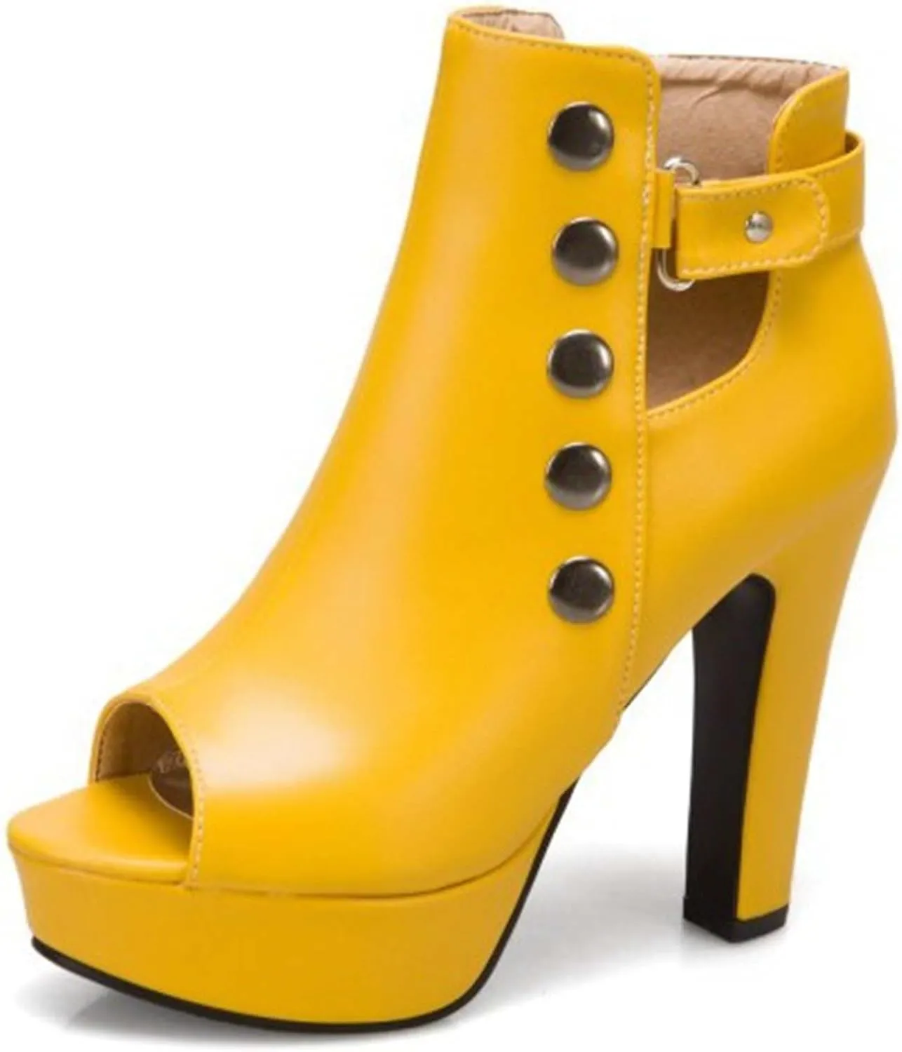 Women's Stiletto High Heels Peep-Toe Sandals Platform Summer Booties with Side Zip