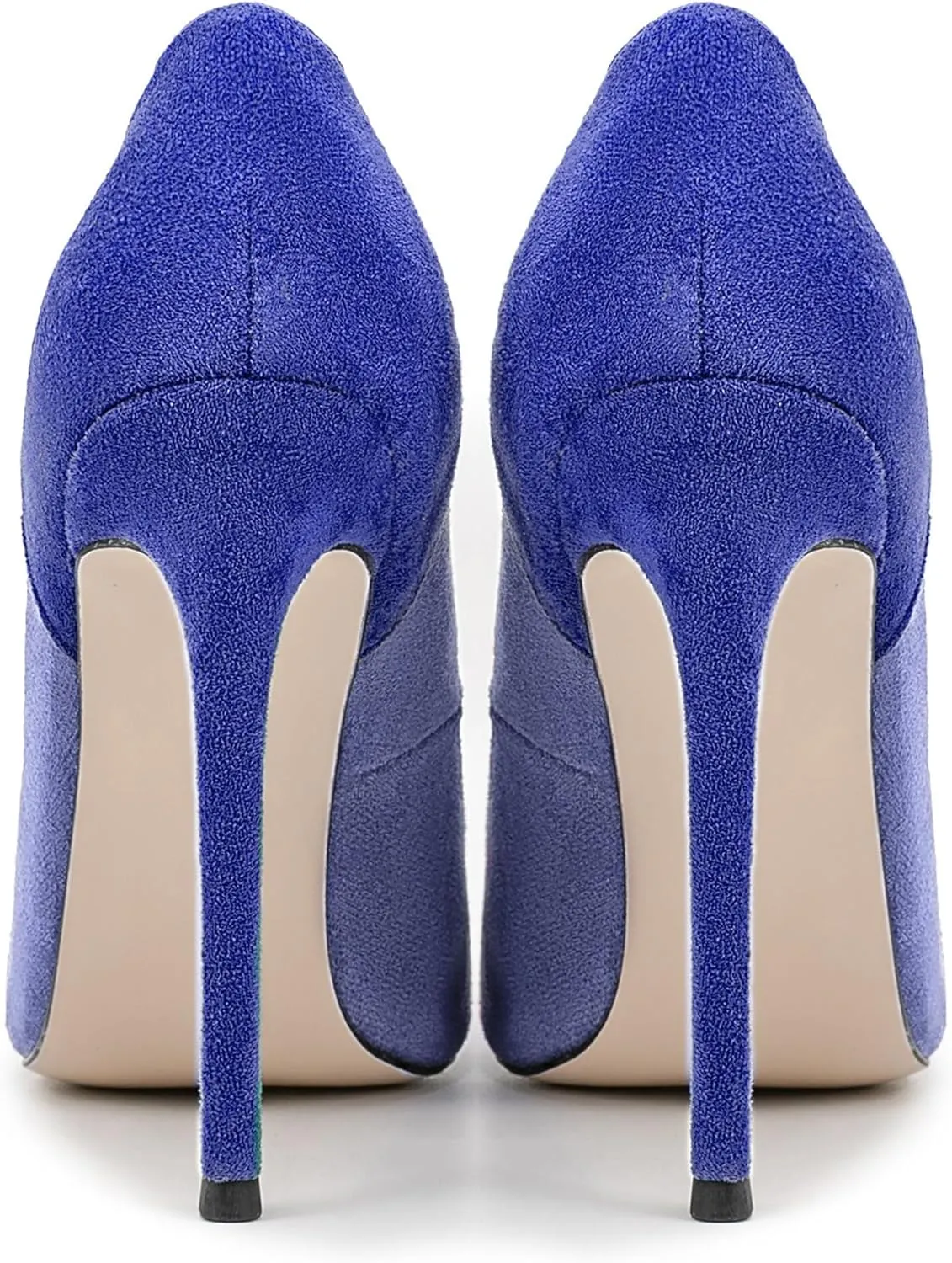Women's Stilettos Pumps Shoes 4.72" High Heels Pointy Toe Stiletto Single Blue Velvet Pointed Shallow Mouth Splicing Large Size Party Wedding Office Banquet