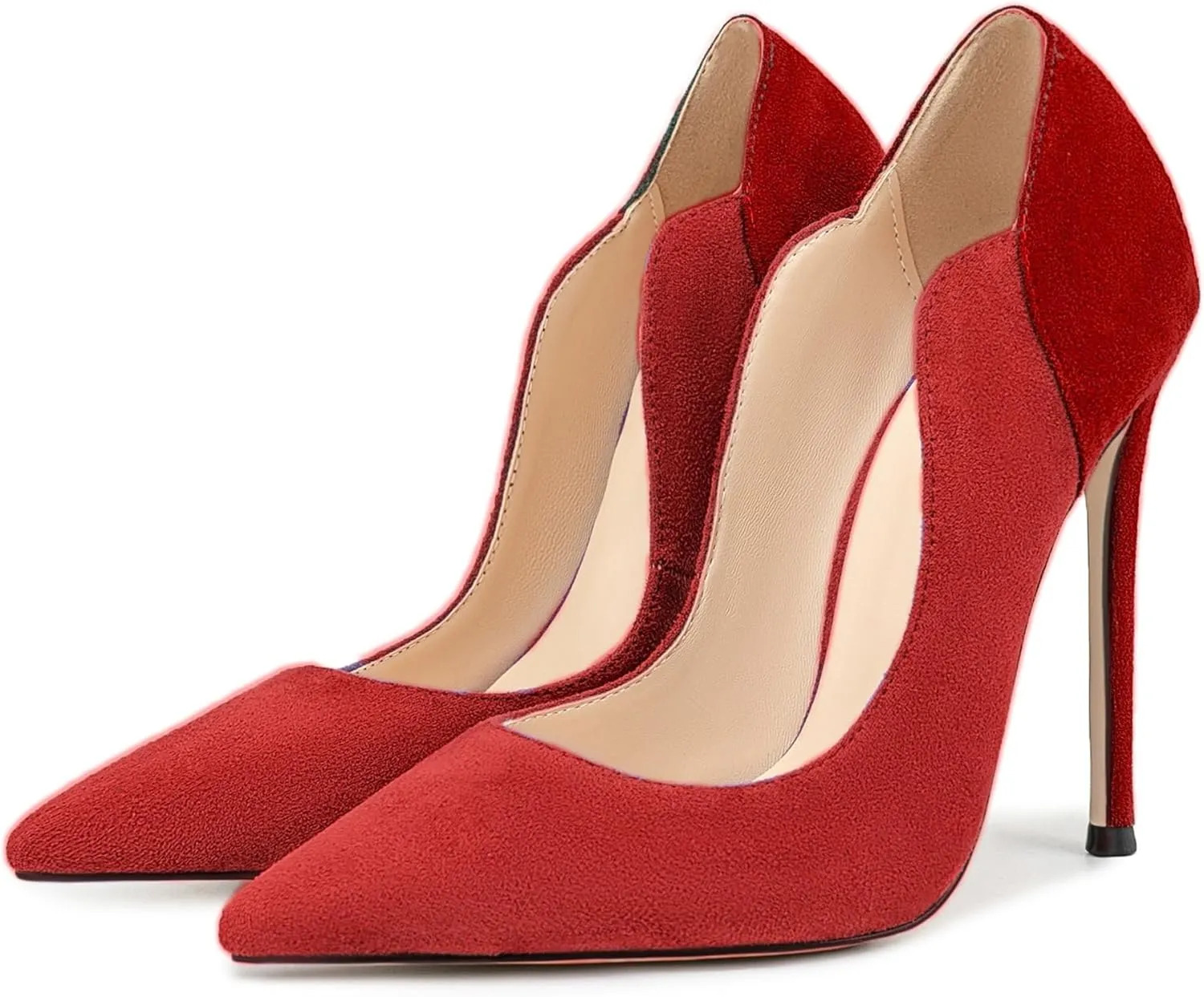 Women's Stilettos Pumps Shoes 4.72" High Heels Pointy Toe Stiletto Single Blue Velvet Pointed Shallow Mouth Splicing Large Size Party Wedding Office Banquet