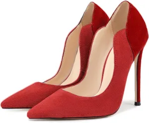 Women's Stilettos Pumps Shoes 4.72" High Heels Pointy Toe Stiletto Single Blue Velvet Pointed Shallow Mouth Splicing Large Size Party Wedding Office Banquet