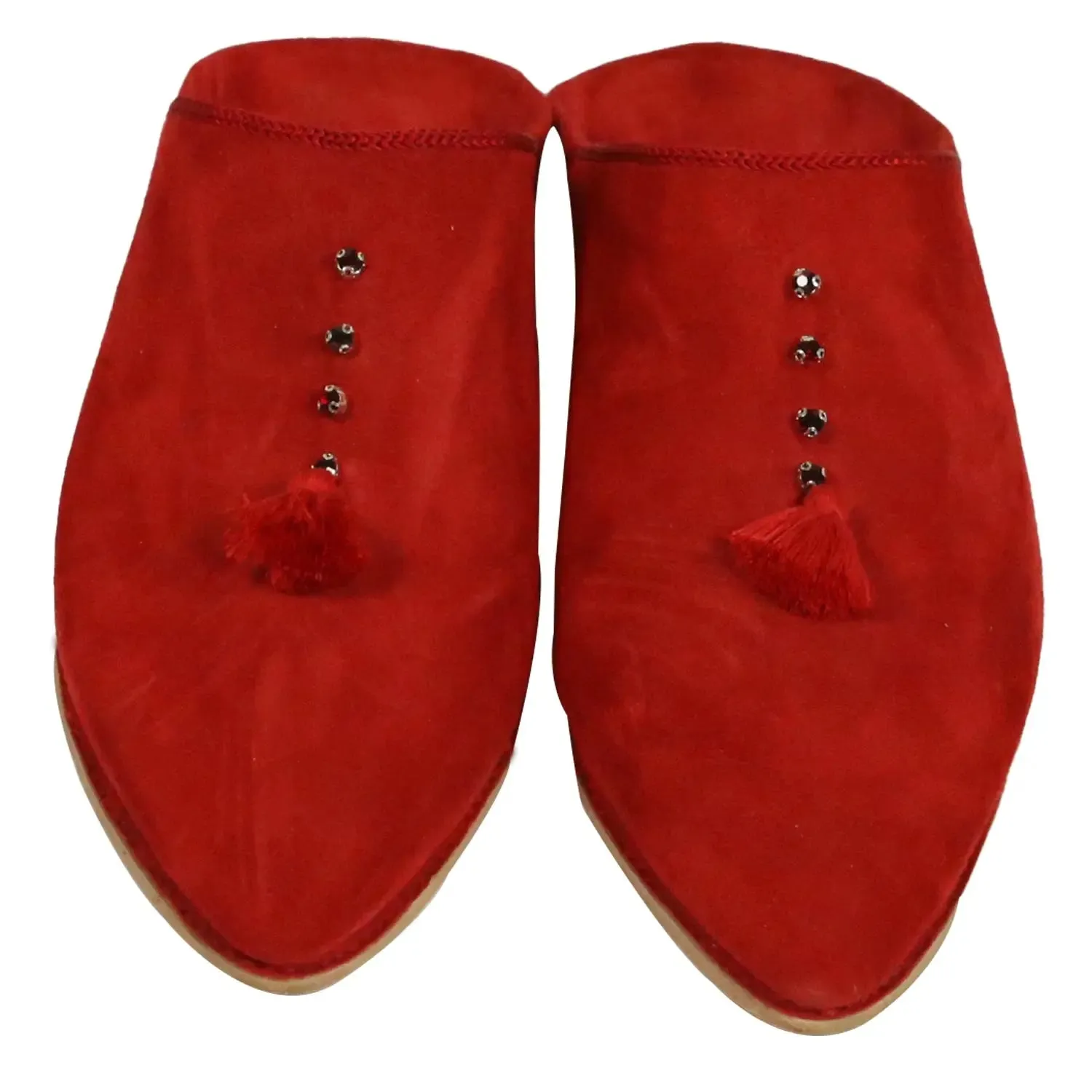 Women's Suede Chochia Red Moroccan Babouches Leather Slippers