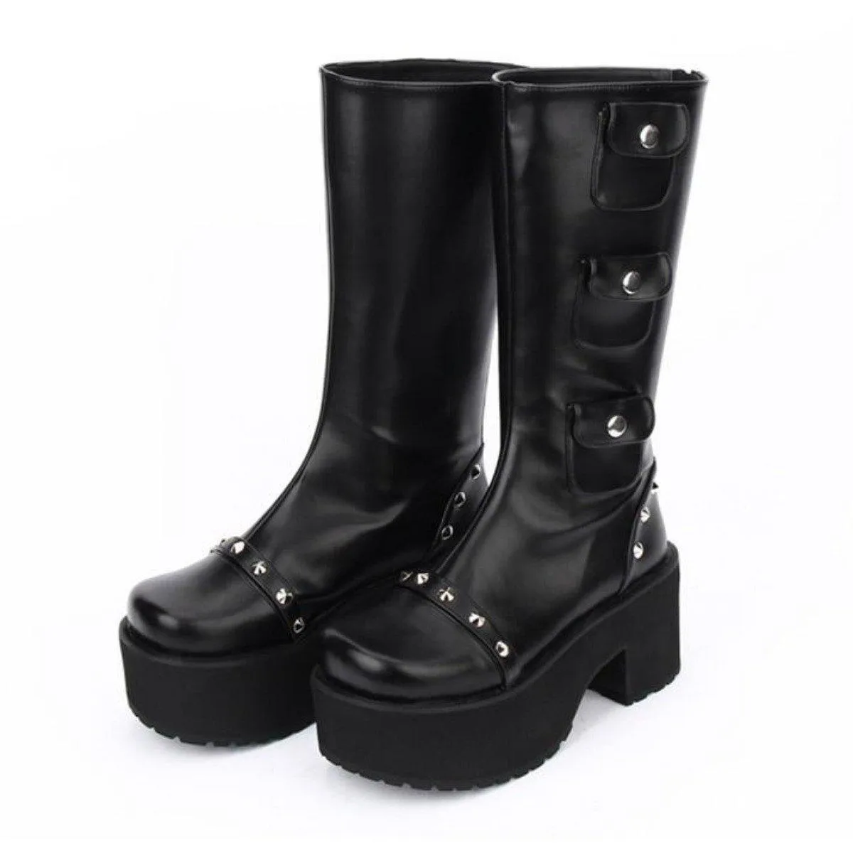 Women's Thick Platform with Rivets Boots