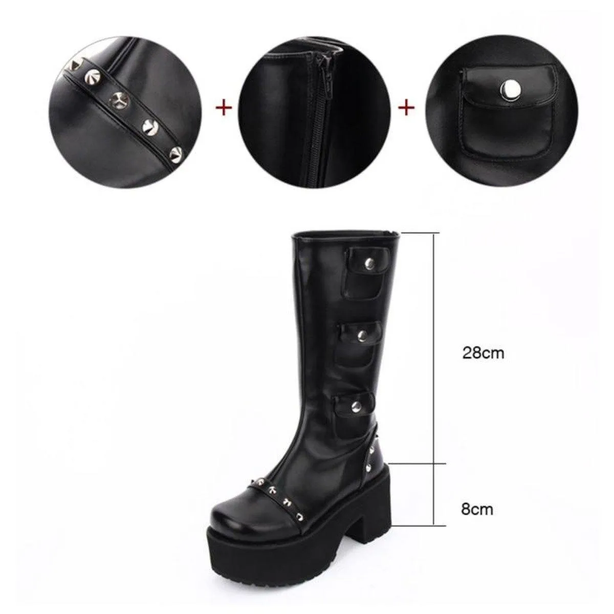 Women's Thick Platform with Rivets Boots