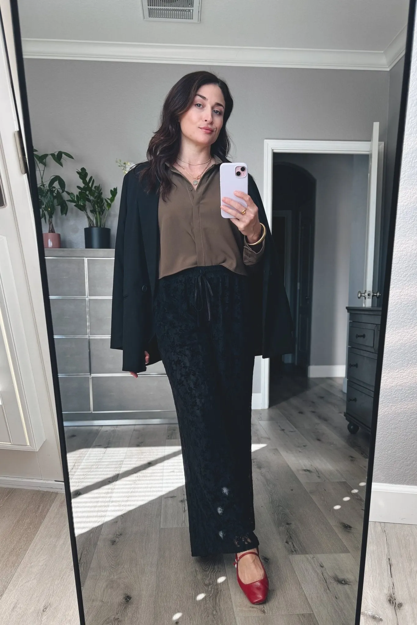 Women's Velvet Lace Pants | Wide Leg | High Rise | Black