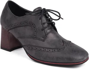 Women's Vintage Suede Patent Lace up Dance Shoes Closed Square Toe Concise Brogues Party Comfortable Business Formal Occasion Oxfords Chunky Dating Wedding High Block All Weather Heels