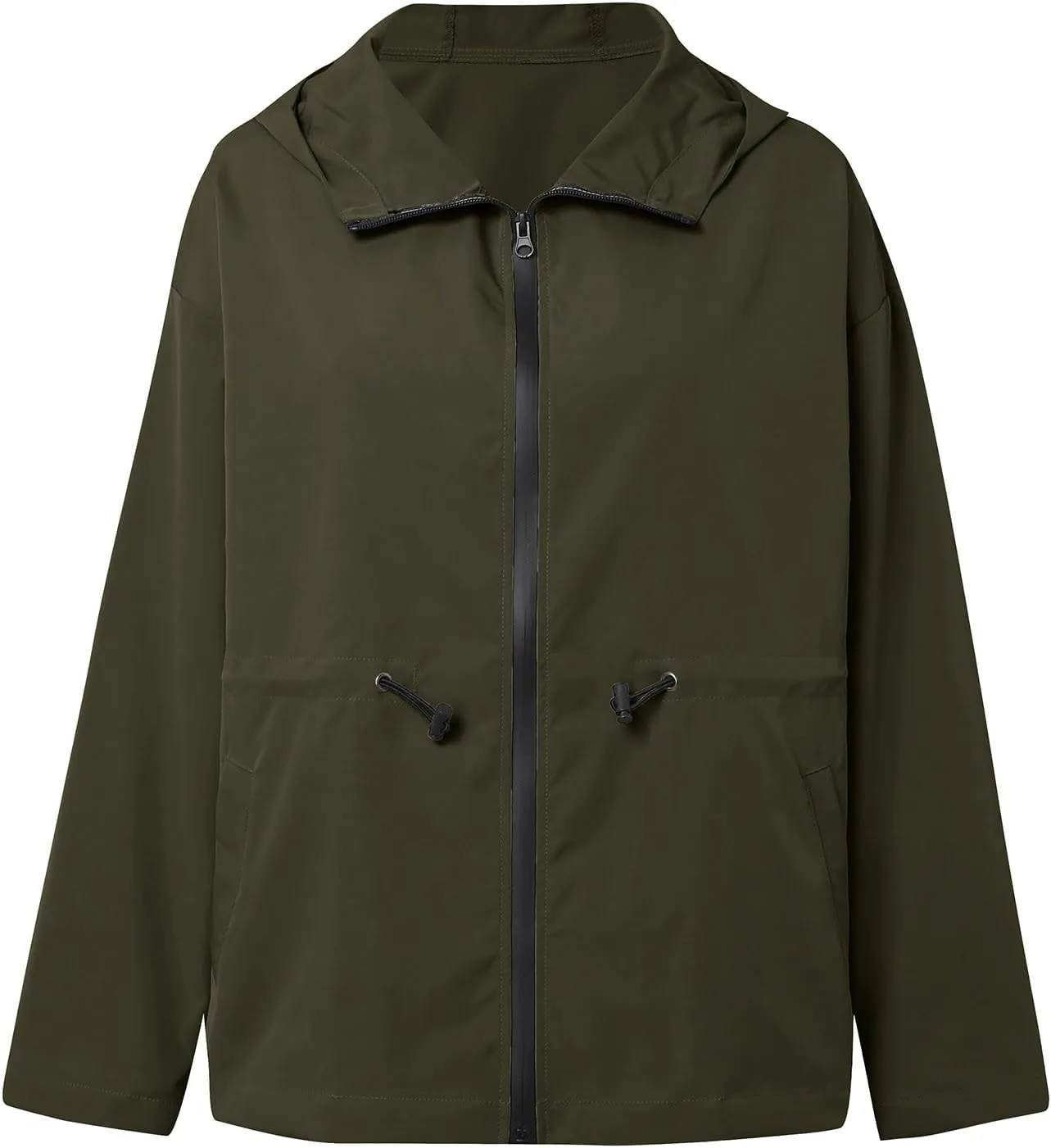 Women's Waterproof Rain Jacket 2024 Fall Striped Overcoat Waterproof Lined Plus Size Raincoat with Hood