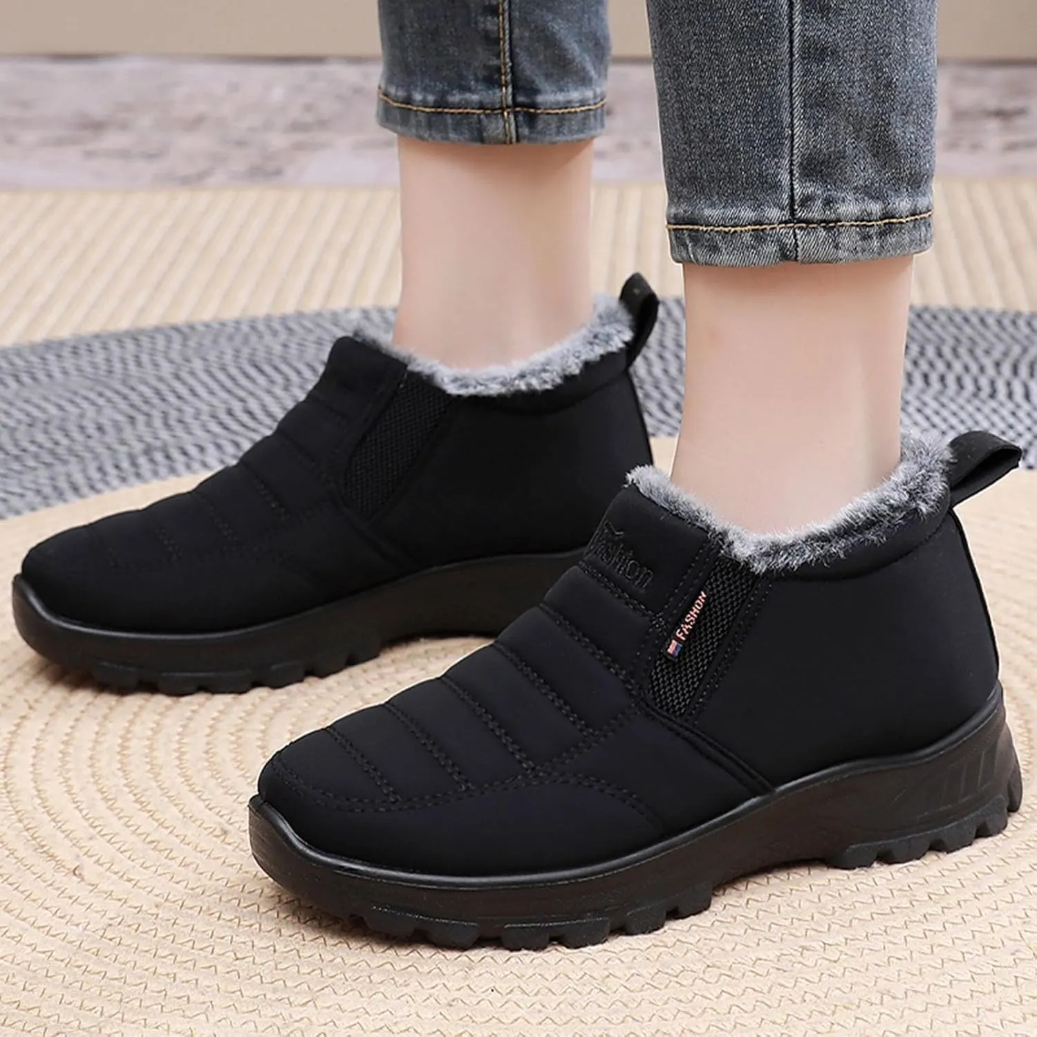 Women's Waterproof Winter Snow Boots Lightweight Warm Faux Fur Lined Mid-Calf Booties Lightweight Winter Warm Thermal