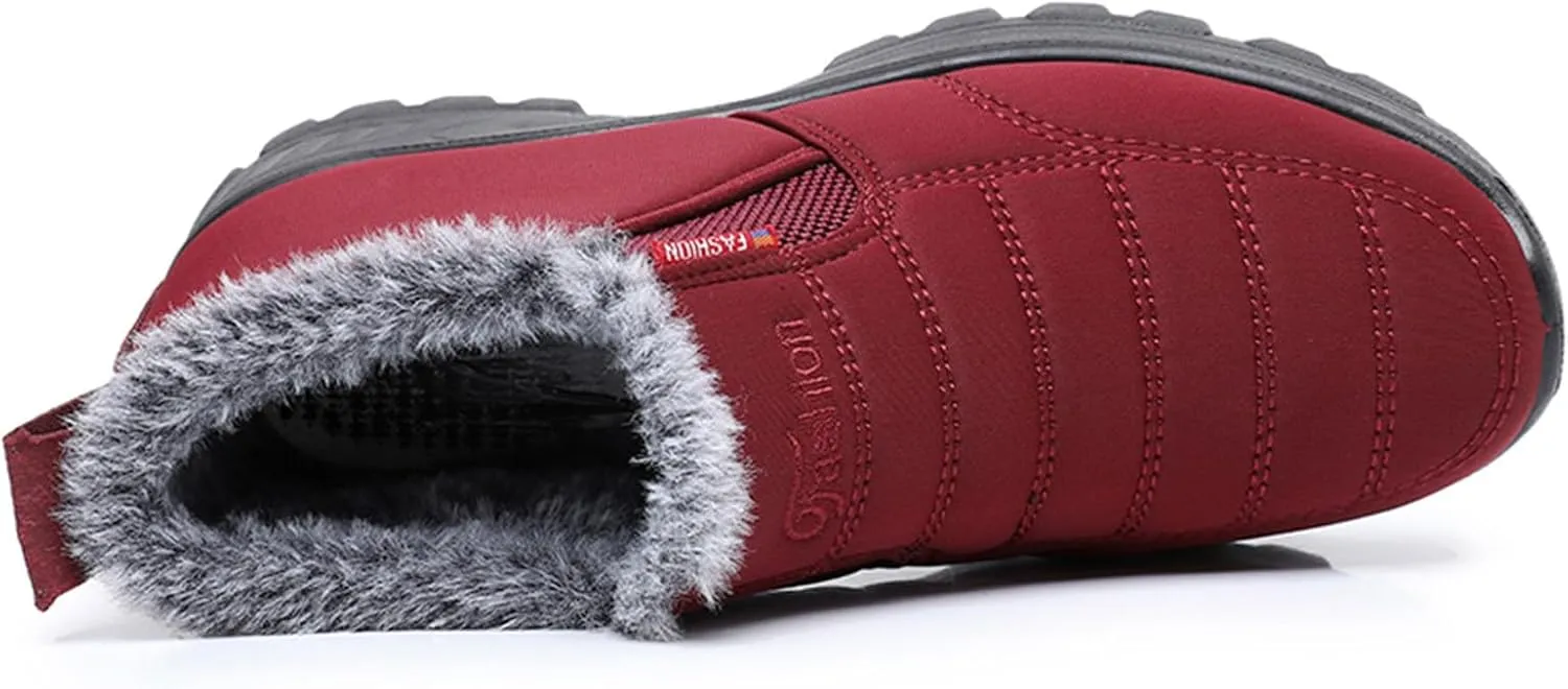 Women's Waterproof Winter Snow Boots Lightweight Warm Faux Fur Lined Mid-Calf Booties WaterProof Mini Warm Hiking Fur Lined