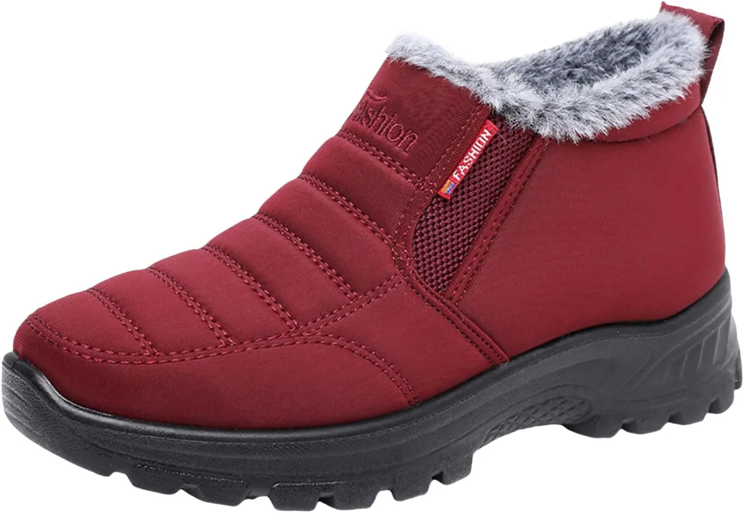 Women's Waterproof Winter Snow Boots Lightweight Warm Faux Fur Lined Mid-Calf Booties WaterProof Mini Warm Hiking Fur Lined