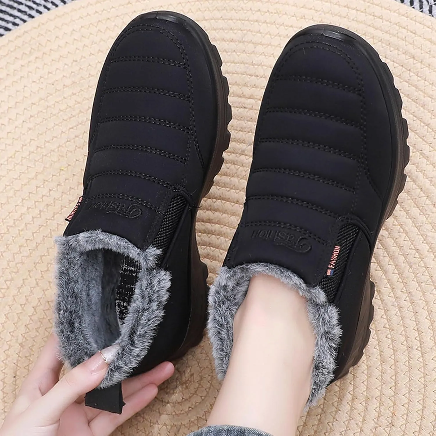 Women's Waterproof Winter Snow Boots Lightweight Warm Faux Fur Lined Mid-Calf Booties WaterProof Mini Warm Hiking Fur Lined