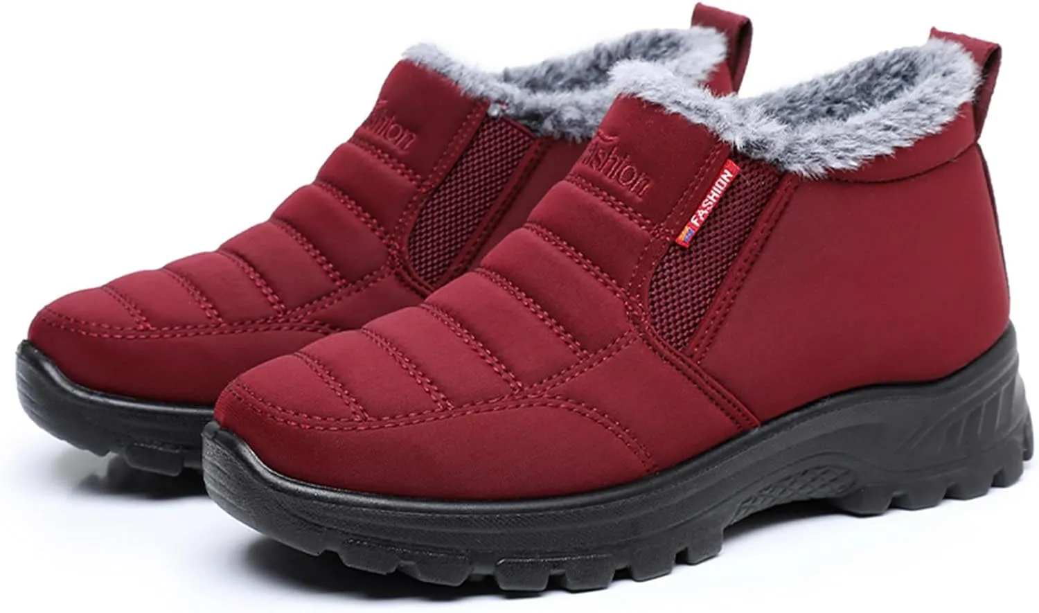 Women's Waterproof Winter Snow Boots Lightweight Warm Faux Fur Lined Mid-Calf Booties WaterProof Mini Warm Hiking Fur Lined