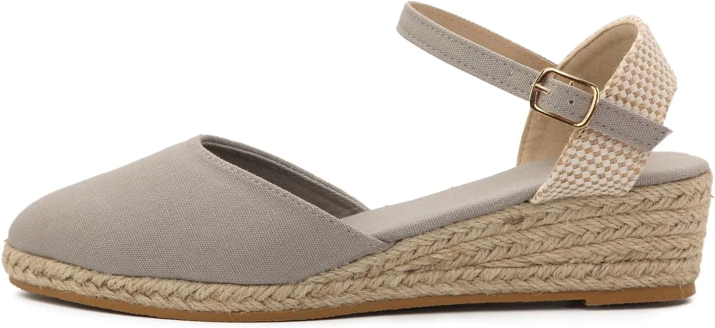Womens Wedge Sandals Slip on Wedge Sandal Comfortable Wedge Shoes Womens Walking Sandals with Arch Support