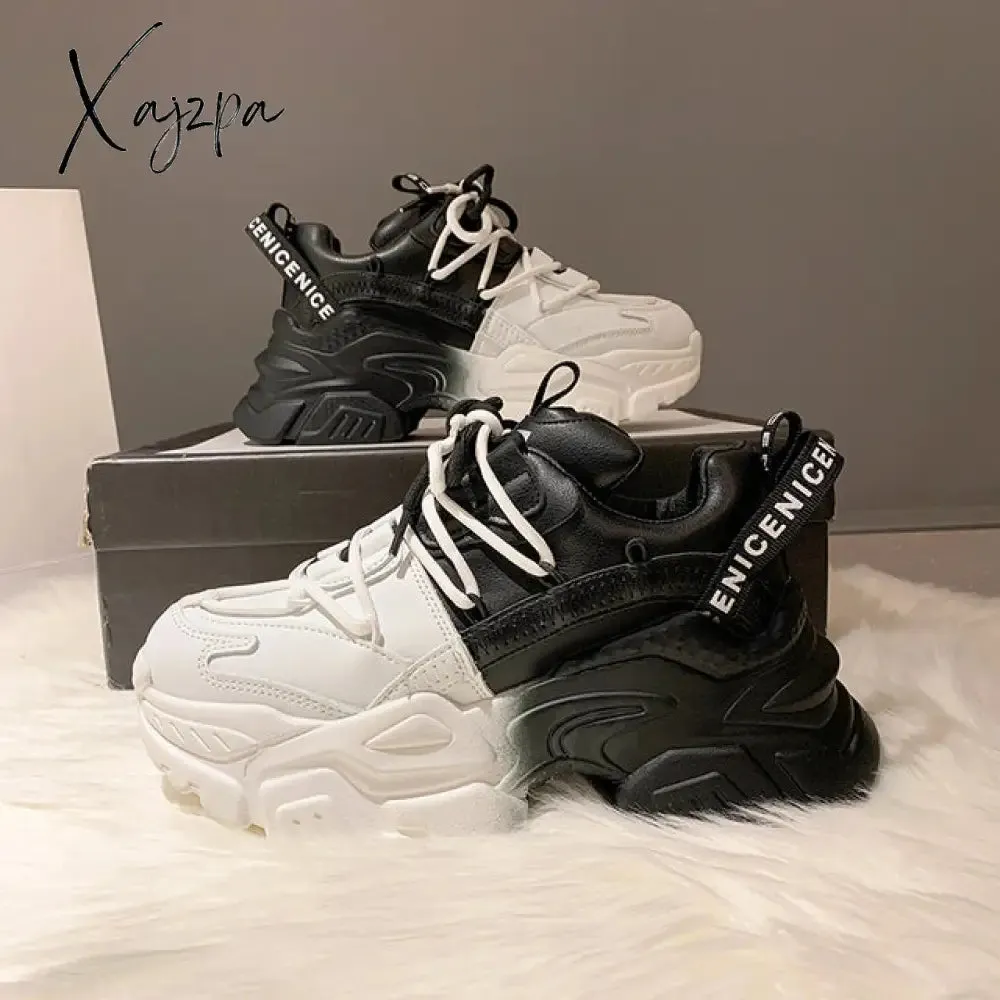 Xajzpa - Autumn Women Chunky Sneakers New Design Colorful Woman Shoes Thick Sole Fashion Girls Platform Sneakers Ladies Sport Shoes