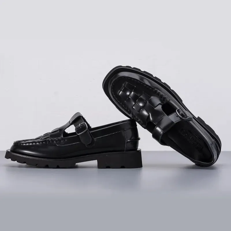 xakxx Vintage Leather Woven Mary Jane Shoes for Women Female Sneakers Ladies on Offer