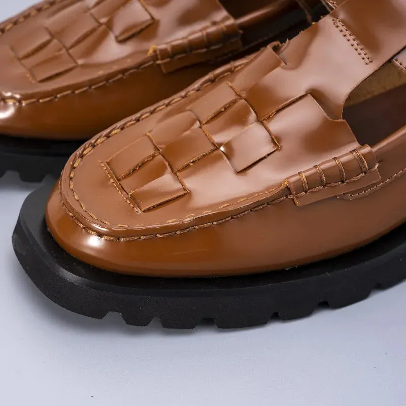 xakxx Vintage Leather Woven Mary Jane Shoes for Women Female Sneakers Ladies on Offer