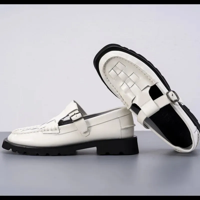 xakxx Vintage Leather Woven Mary Jane Shoes for Women Female Sneakers Ladies on Offer
